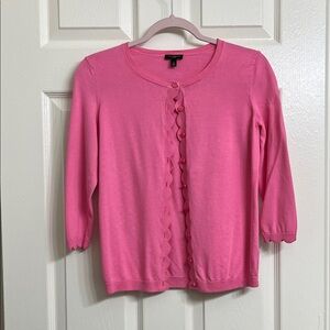 Talbots Vibrant Pink Scalloped Cardigan